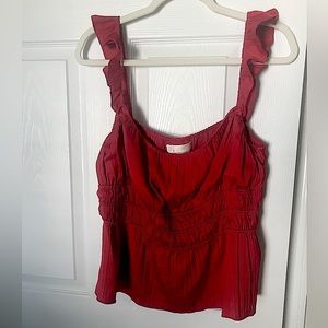 Anthropologie silky red top